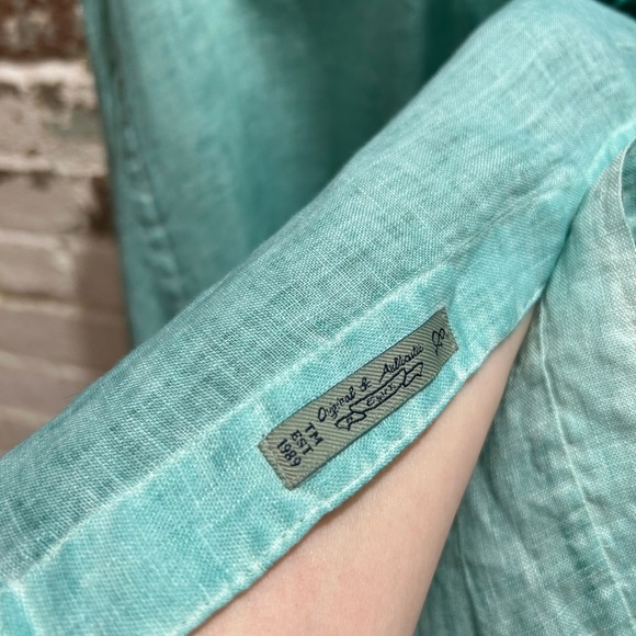Eight X Linen Turquoise 100 Percent Linen Button Down Shirt, Size XXXL Brand New - Picture 6 of 8